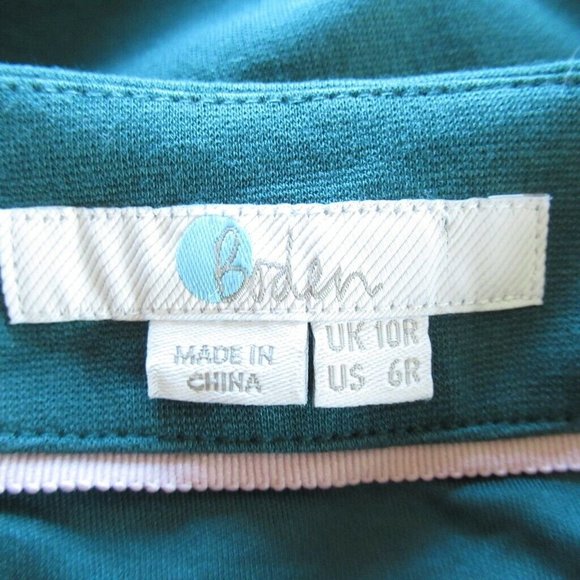 Boden Irene Ponte Knit Dress US 6 UK 10 Green Fit Flare 3/4 Sleeve J0024 - Picture 6 of 8